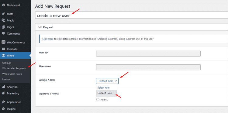 Set the role to "Default Role - Whols Role".
