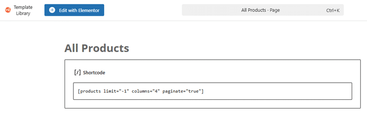 Custom Shop Page Shortcode