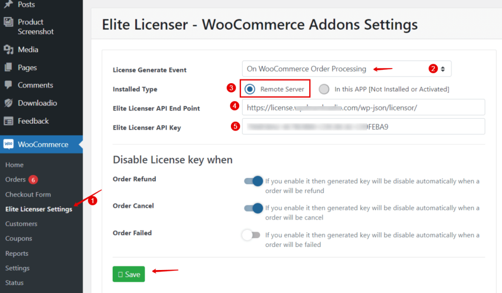 Elite Licenser WooCommerce Addons Settings