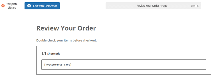 WooCommerce Cart Shortcode