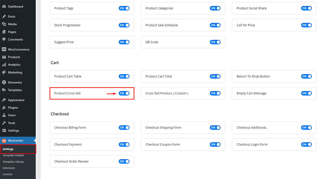 Enabling Product Cross Sell Widget