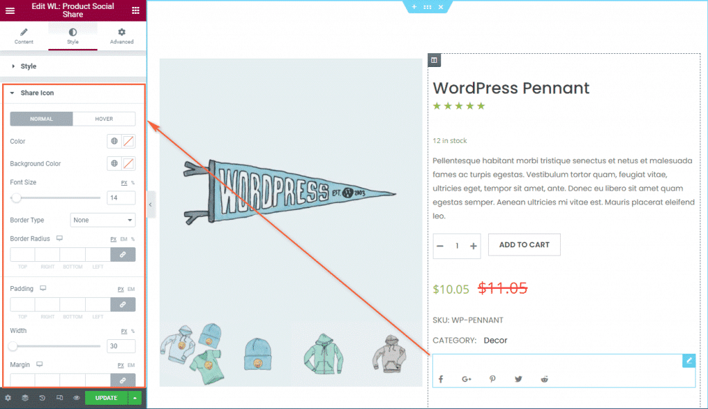 Woolentor Social Share Widget